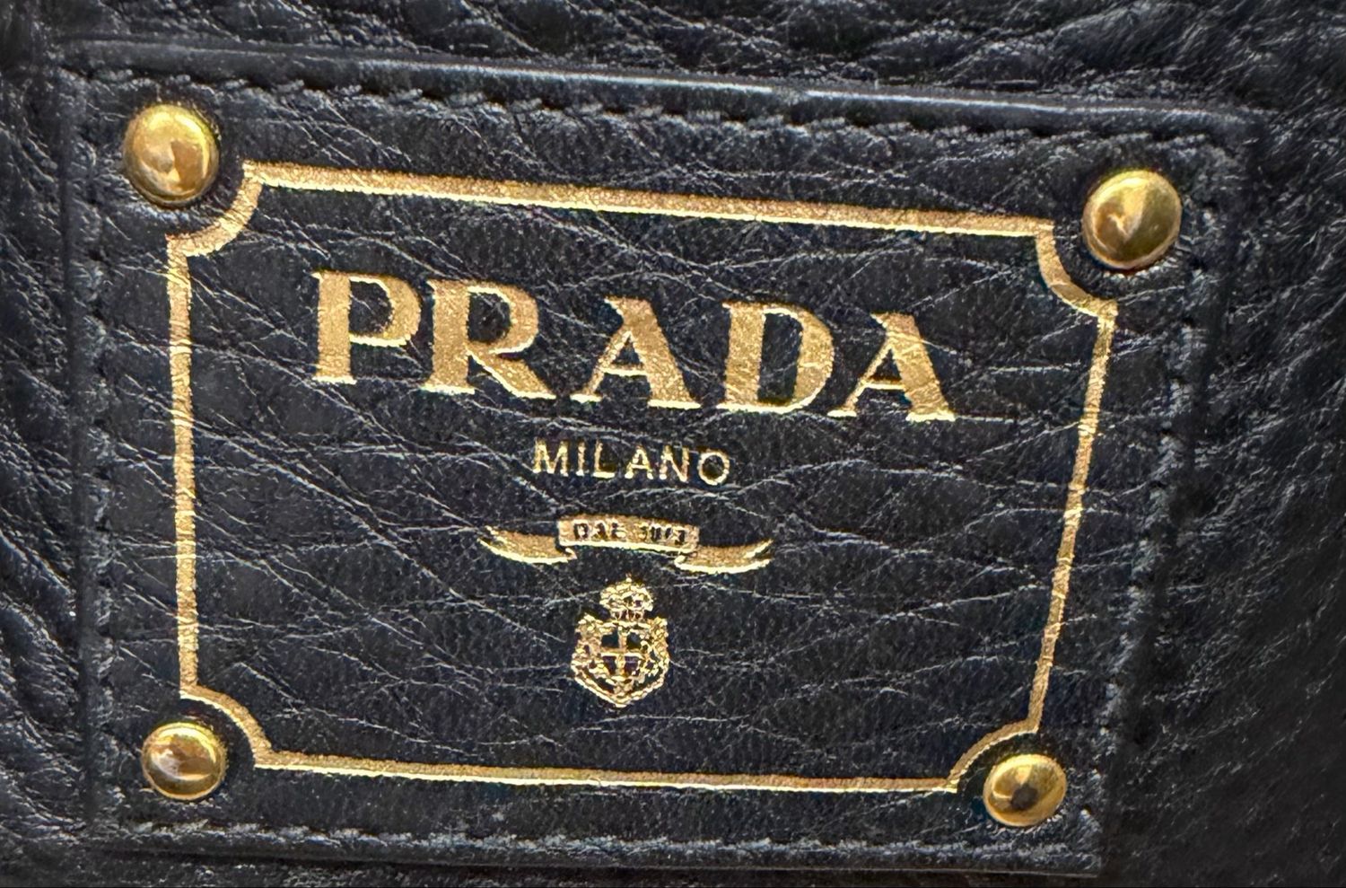 Prada Vitello Daino Shopper Tote in Black