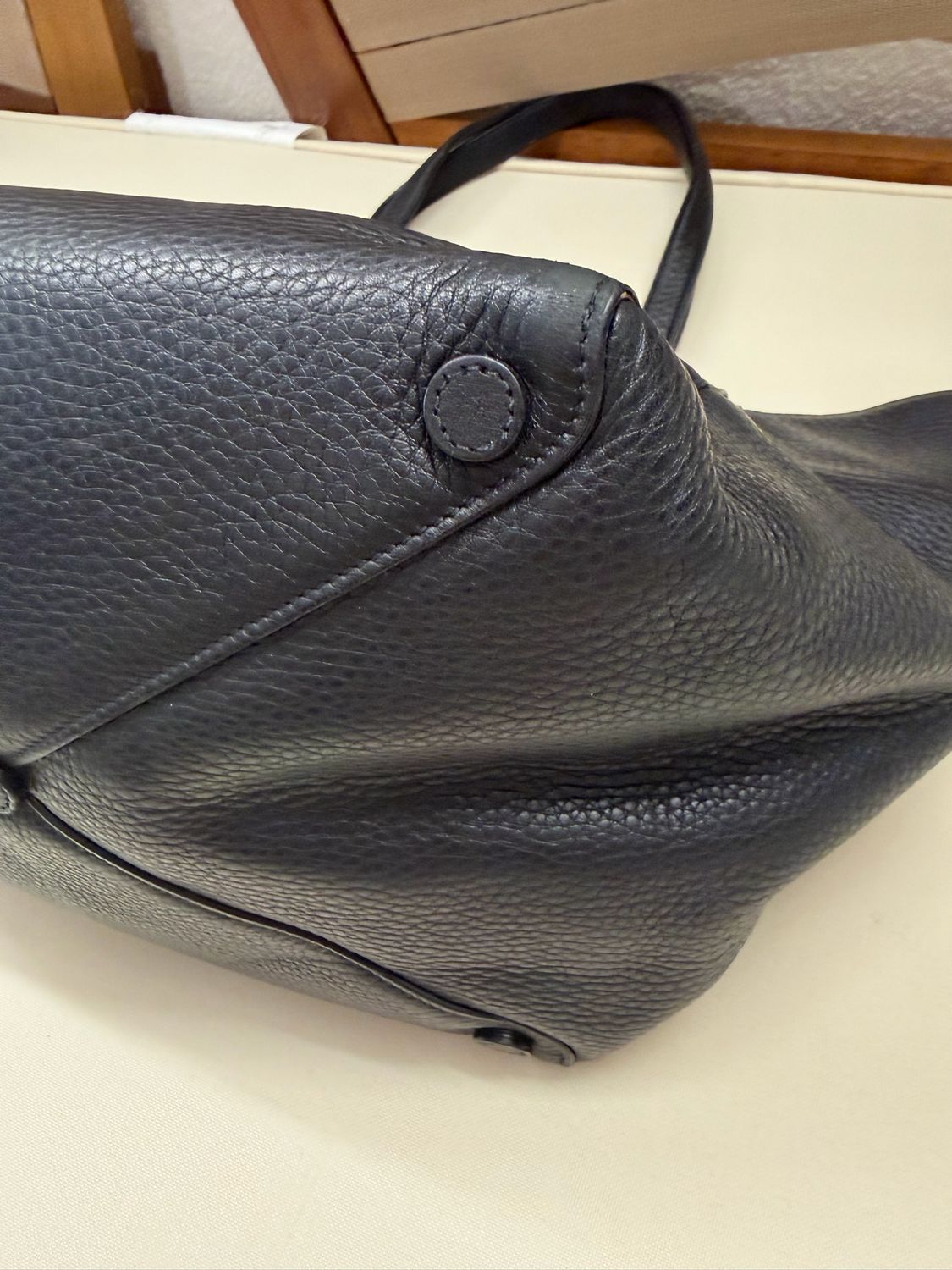 Prada Vitello Daino Shopper Tote in Black