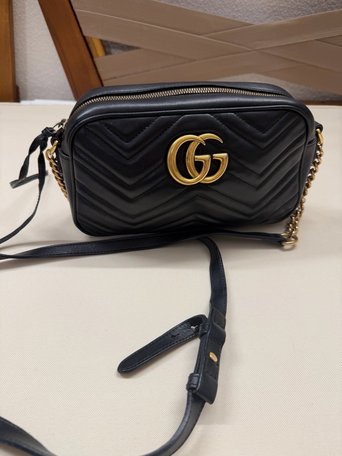 Gucci Marmont Crossbody Sling Matelasse In Black 