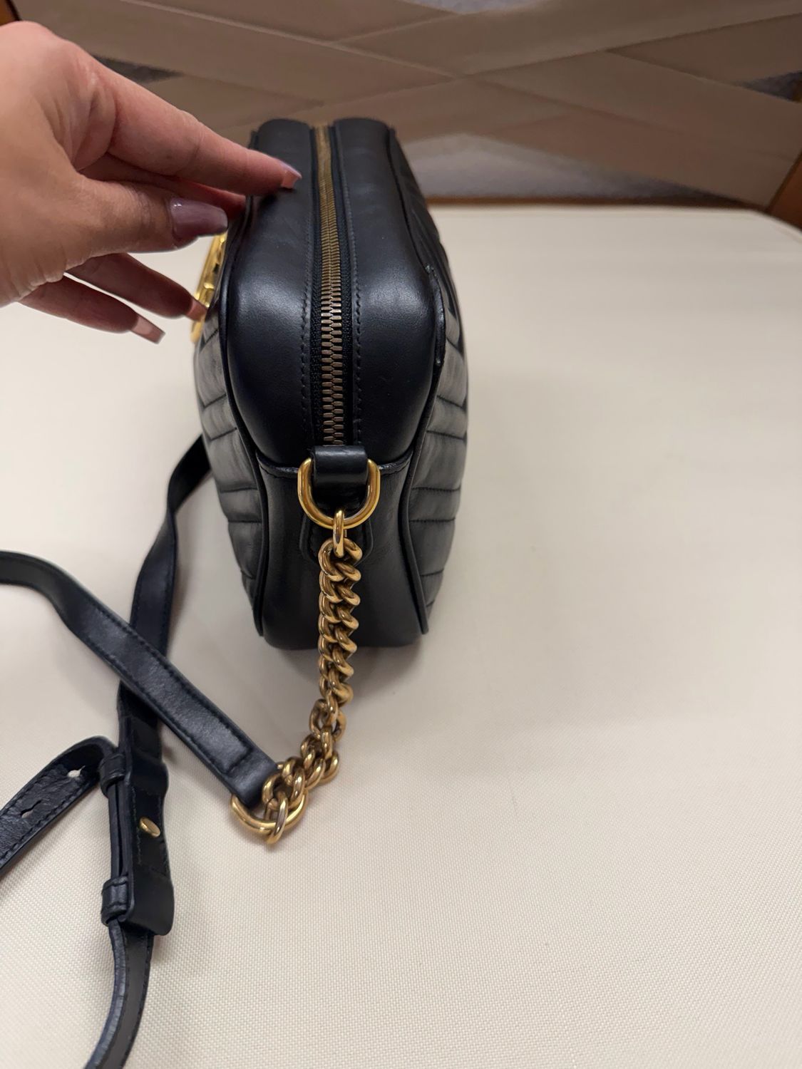 Gucci Marmont Crossbody Sling Matelasse In Black 