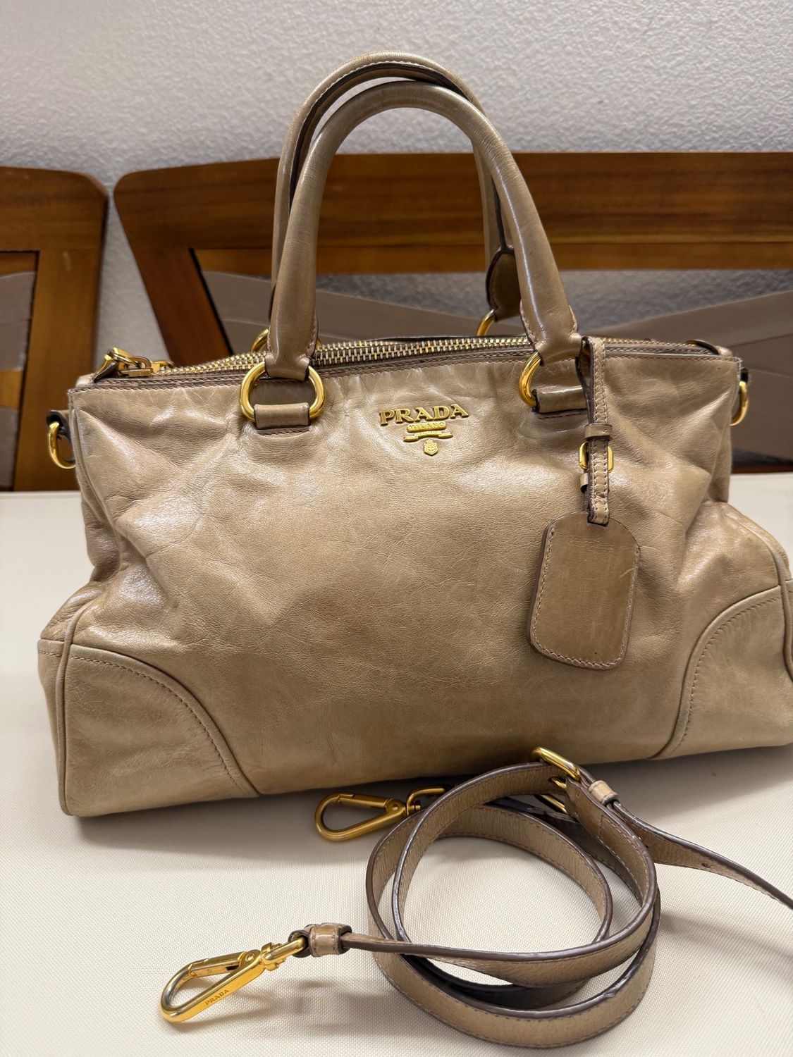 Prada Vitello Shine Convertible Crossbody Sling