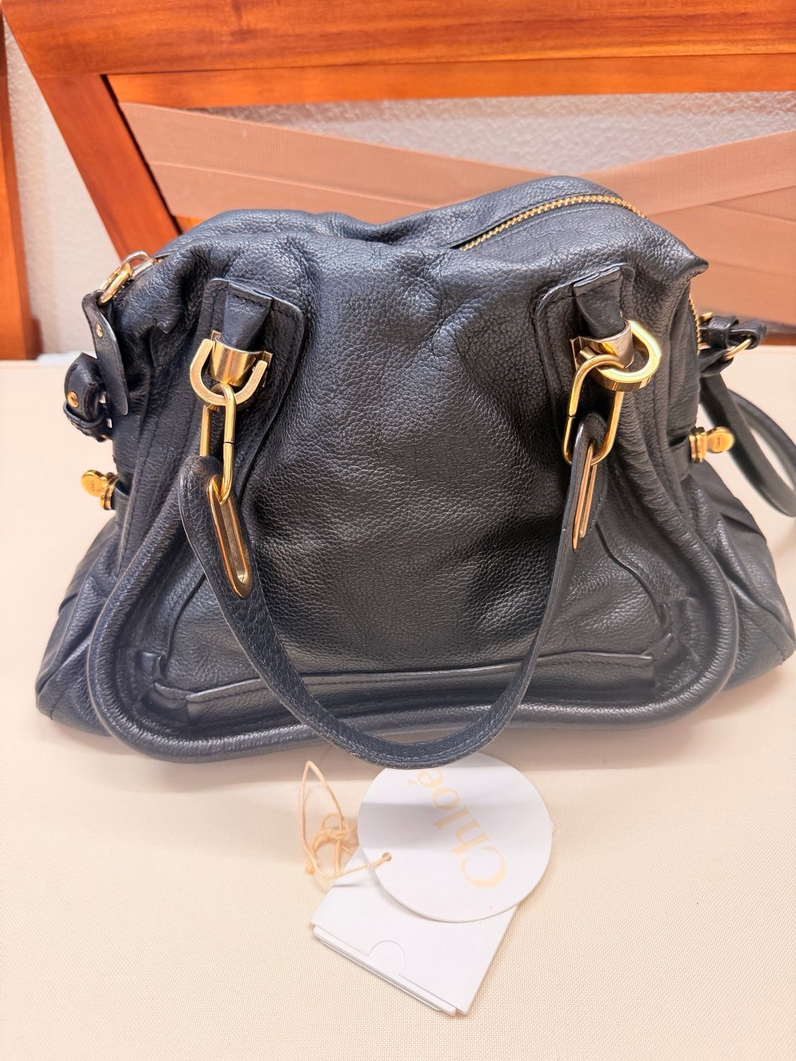 Chloe Pebbled Leather Paraty Crossbody Sling in Black