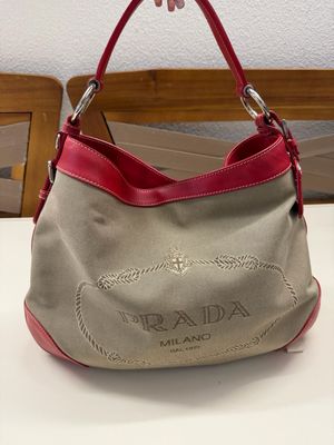 Prada Canapa Jacquard Hobo Shoulder in Red