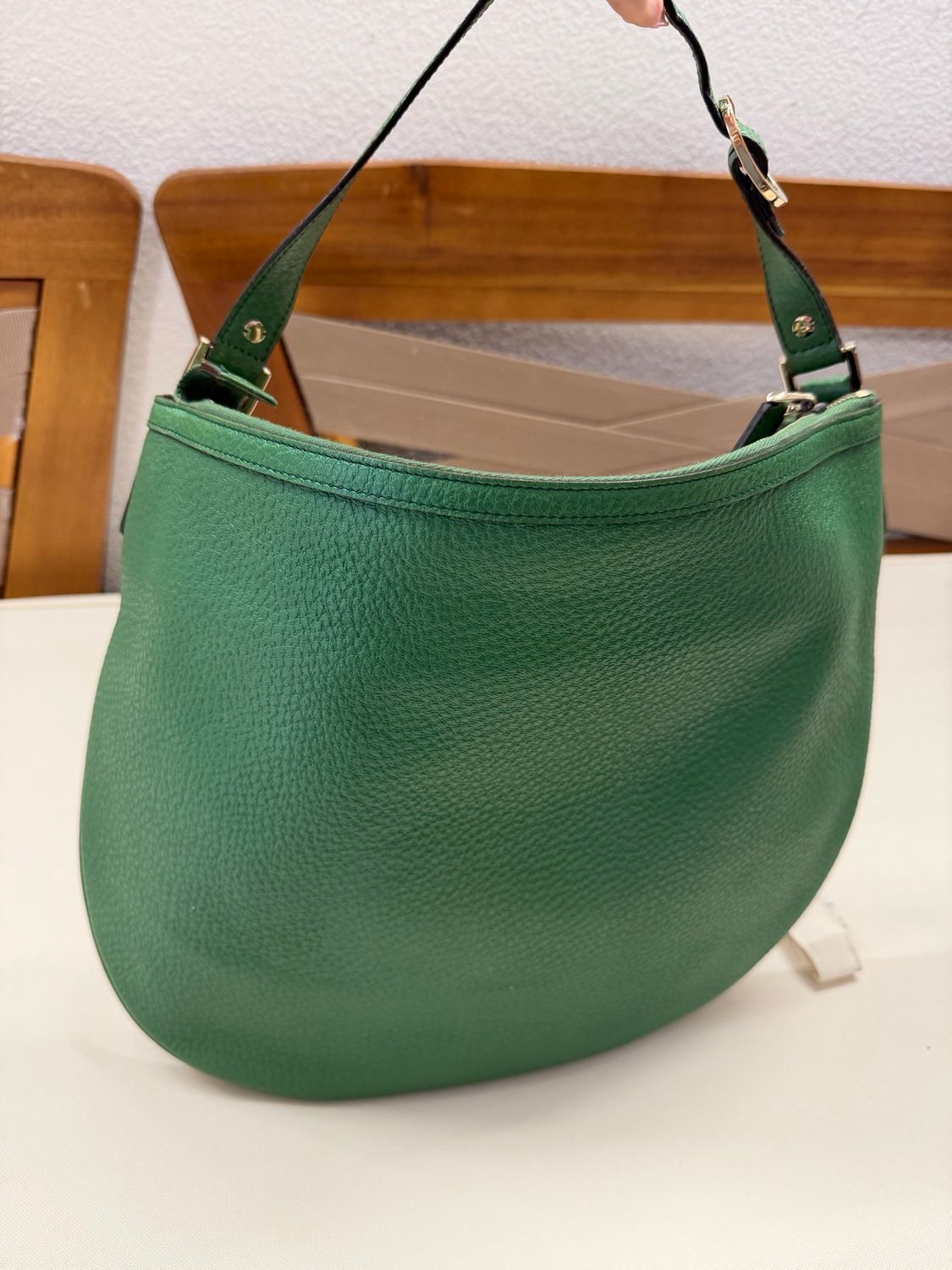 Gucci Pebbled Leather Web Hobo Shoulder Blondie in Green