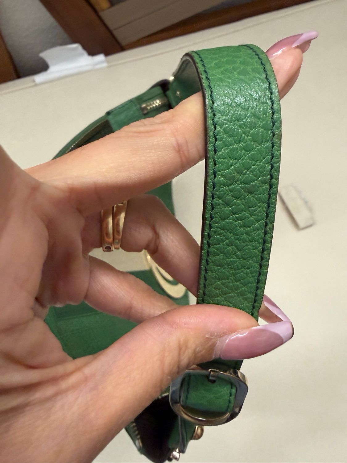 Gucci Pebbled Leather Web Hobo Shoulder Blondie in Green