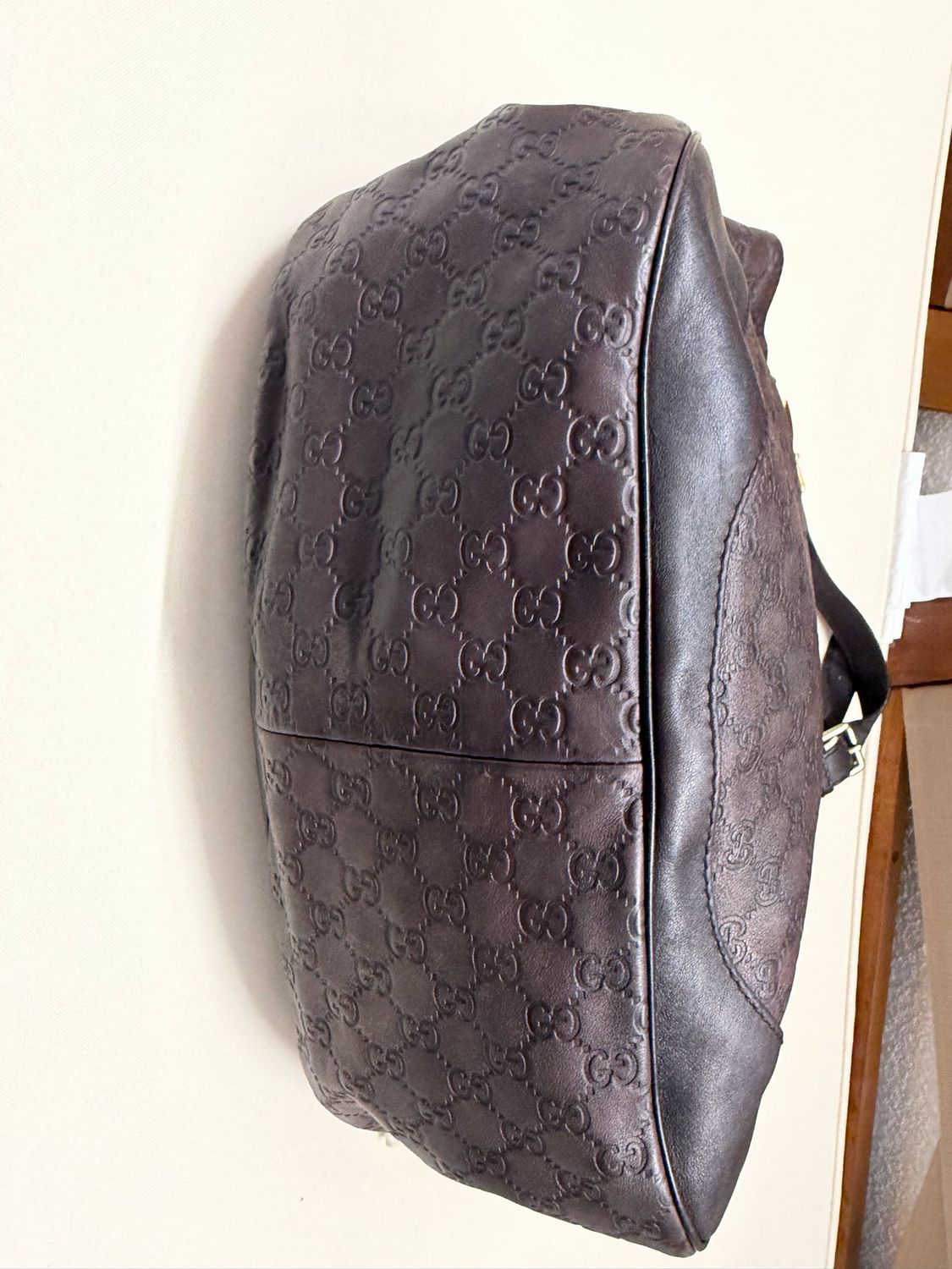 Gucci Monogram Leather Shoulder Charlotte Guccissima Large in Dark Brown