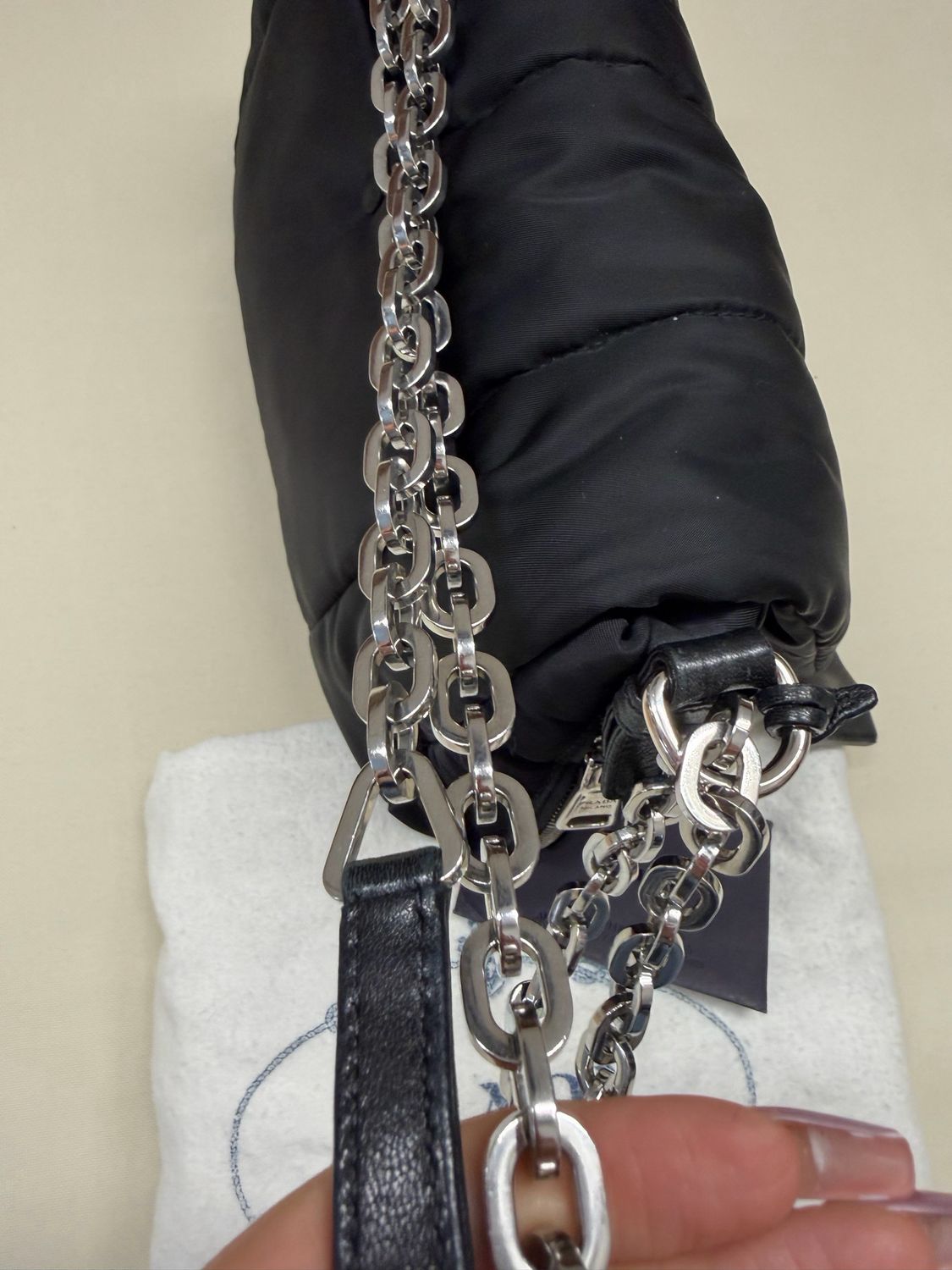 Prada Bomber Chain Flap Messenger Quilted Crossbody Medium in Black