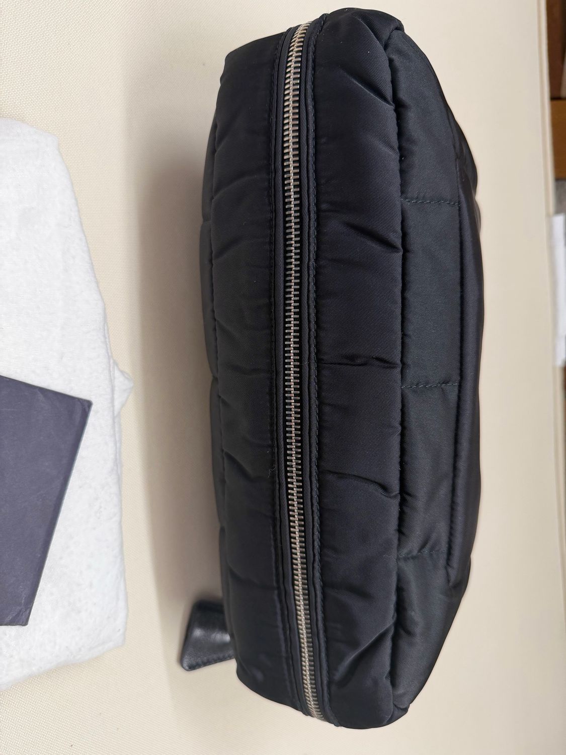Prada Bomber Chain Flap Messenger Quilted Crossbody Medium in Black