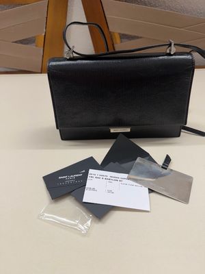 Yves Saint Laurent Calfskin Flap Messenger Crossbody in Black