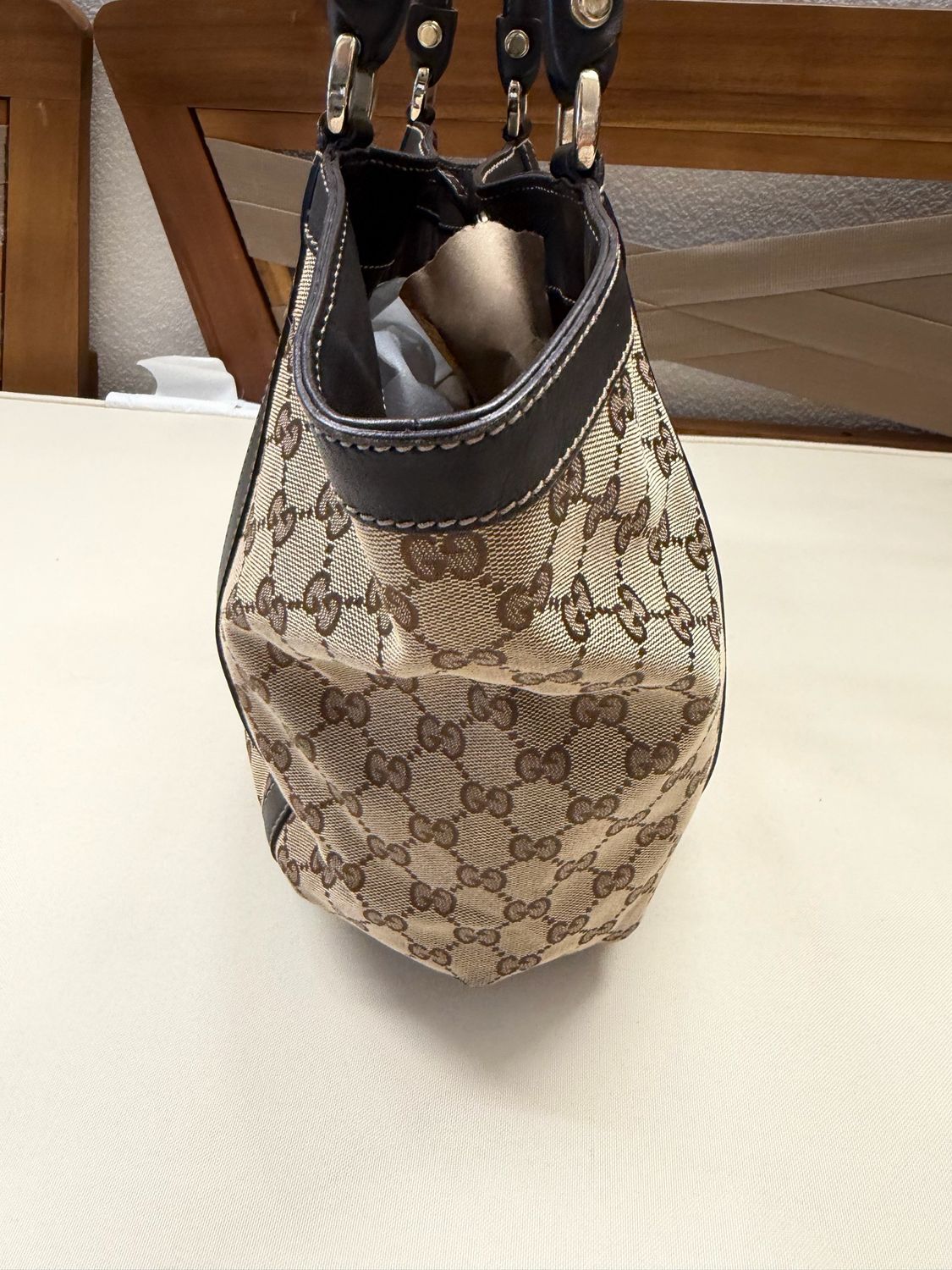 Gucci Monogram Canvas Abbey Bucket Tote D Ring