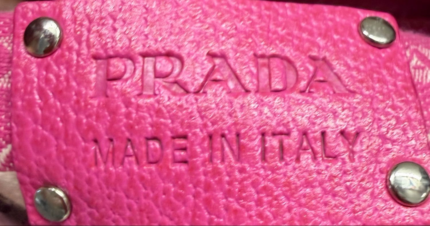 Prada Jacquard Stripe Tote Shoulder Bag in Pink
