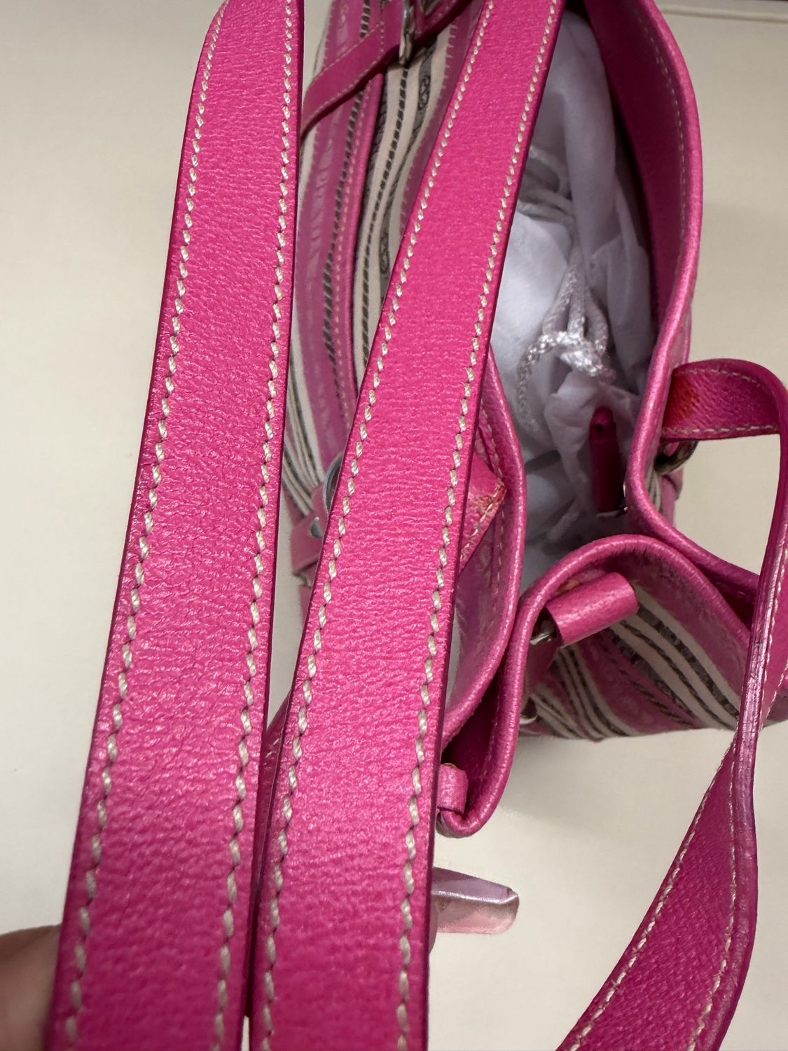 Prada Jacquard Stripe Tote Shoulder Bag in Pink