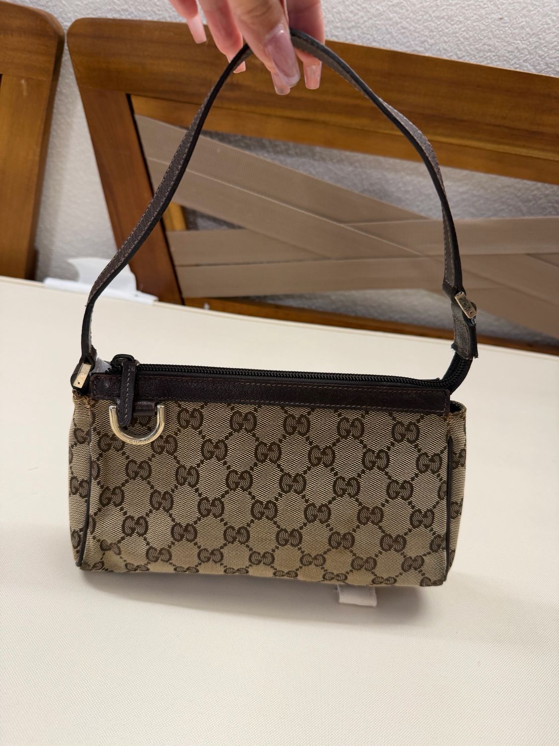 Gucci Monogram Canvas Abbey D Ring Hobo Pochette Shoulder