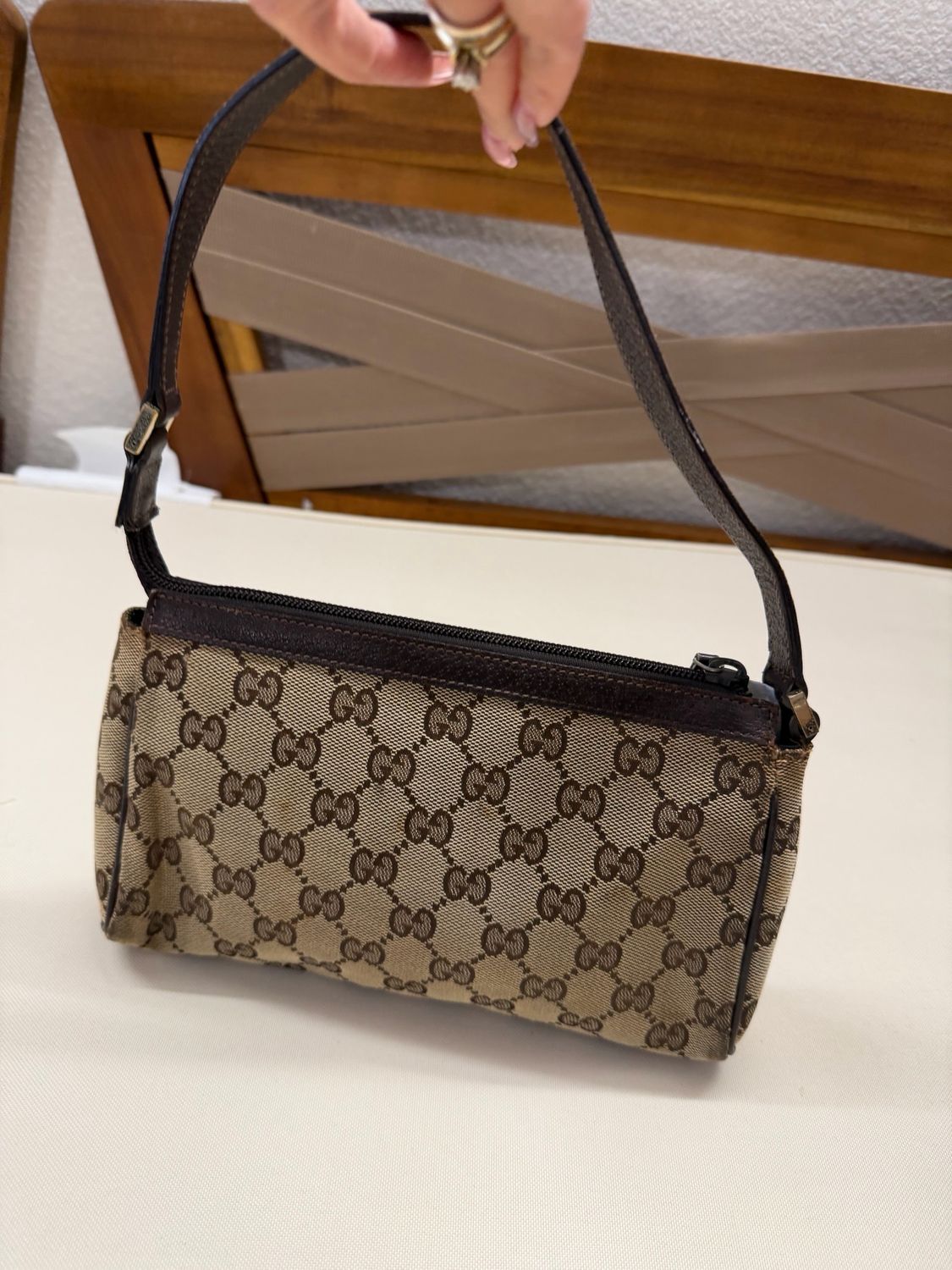 Gucci Monogram Canvas Abbey D Ring Hobo Pochette Shoulder