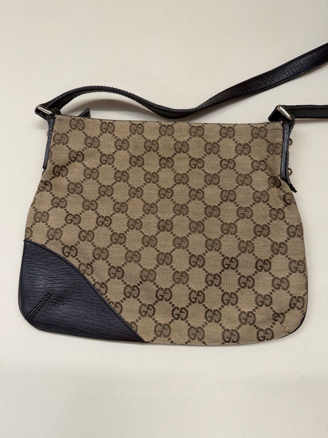 Gucci Monogram Canvas Hasler Web Crossbody Sling