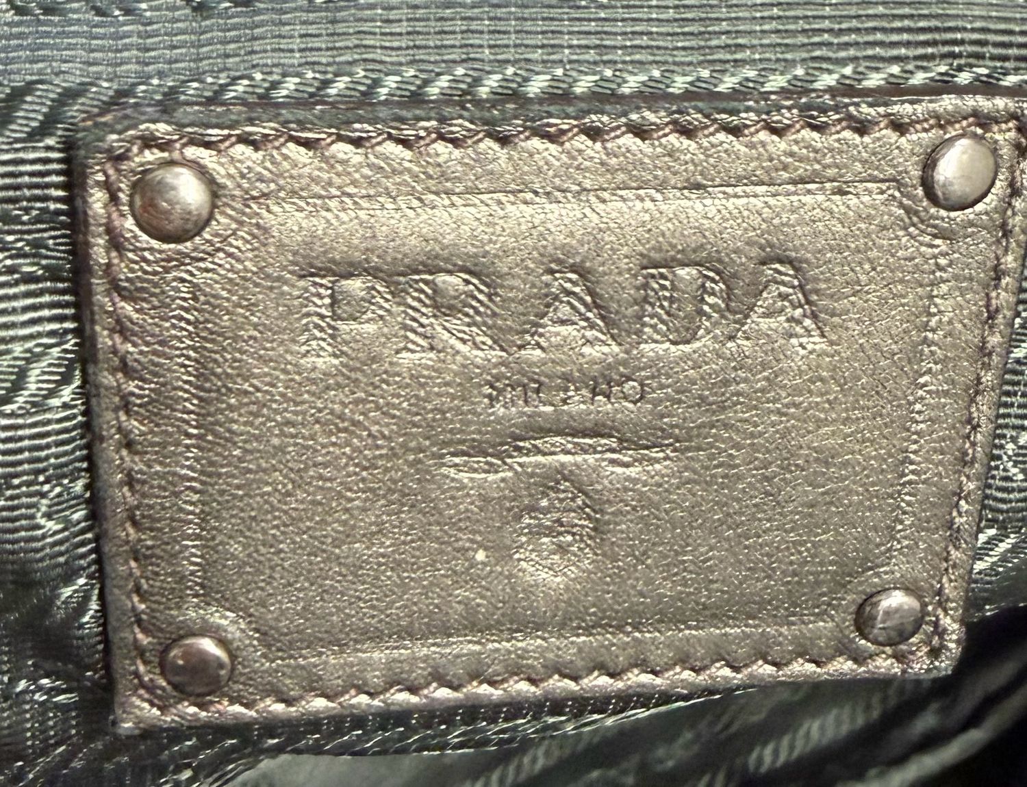 Prada Nappa and Nylon Tesutto Waves Stripe Tote Shoulder Mordore