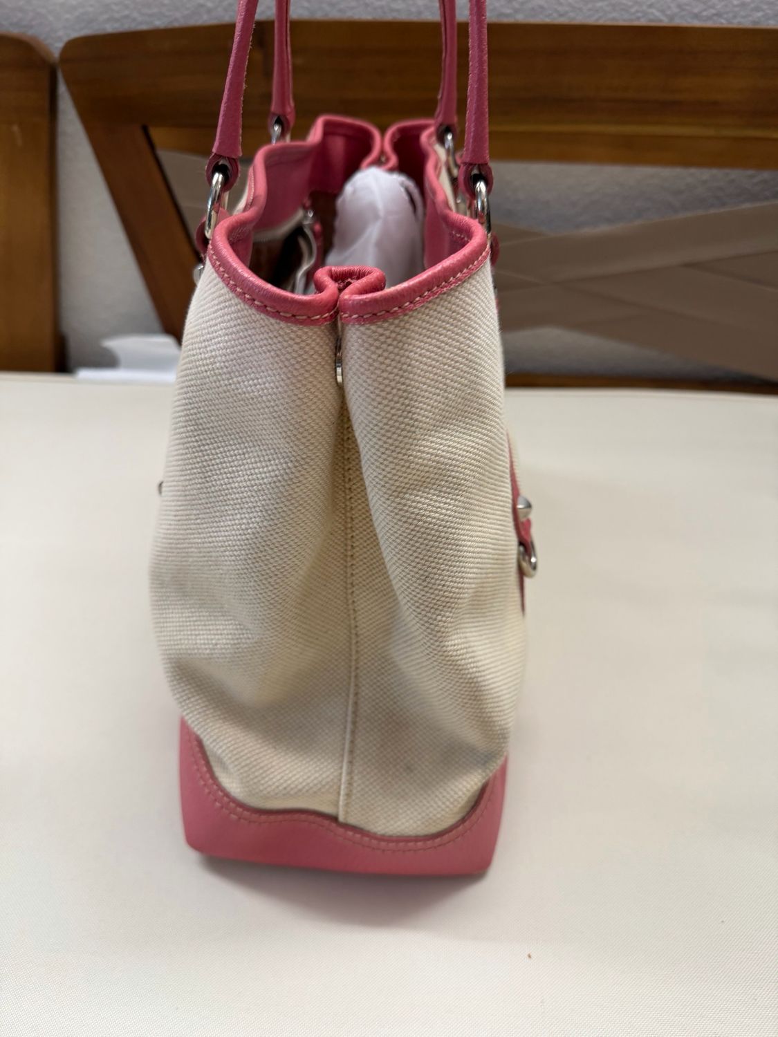Prada Canapa Shopper Tote Shoulder Bag in Pink