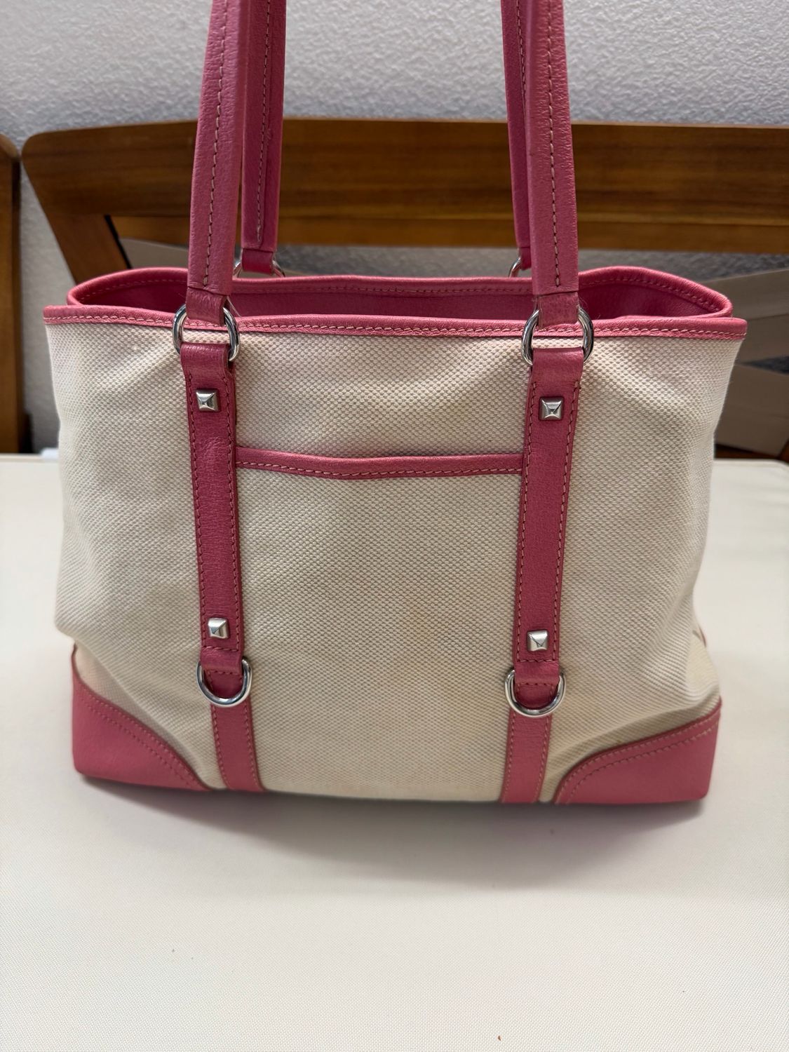 Prada Canapa Shopper Tote Shoulder Bag in Pink