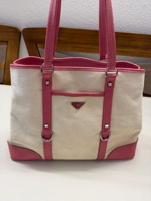 Prada Canapa Shopper Tote Shoulder Bag in Pink