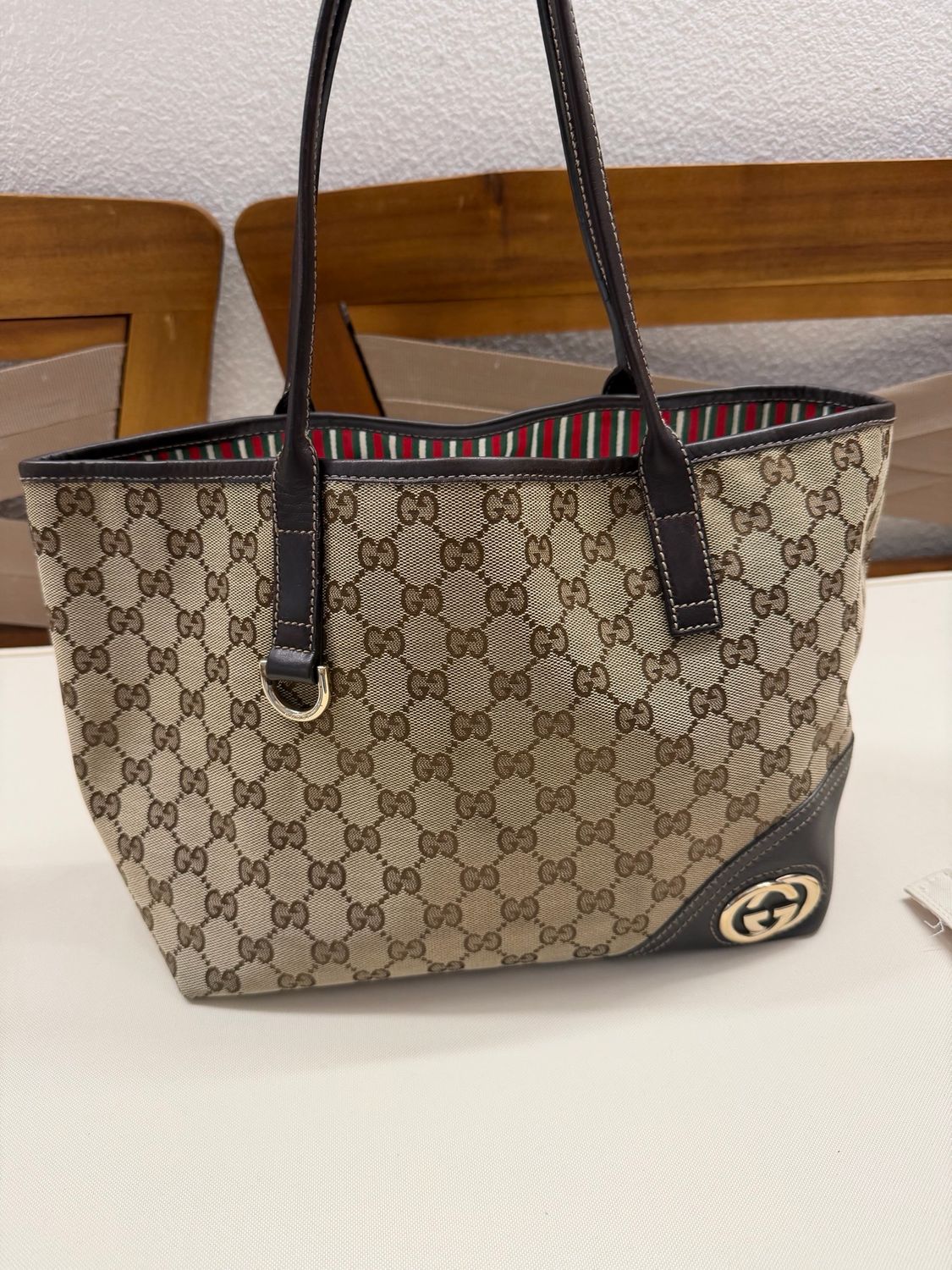 Gucci Monogram Canvas New Britt Tote