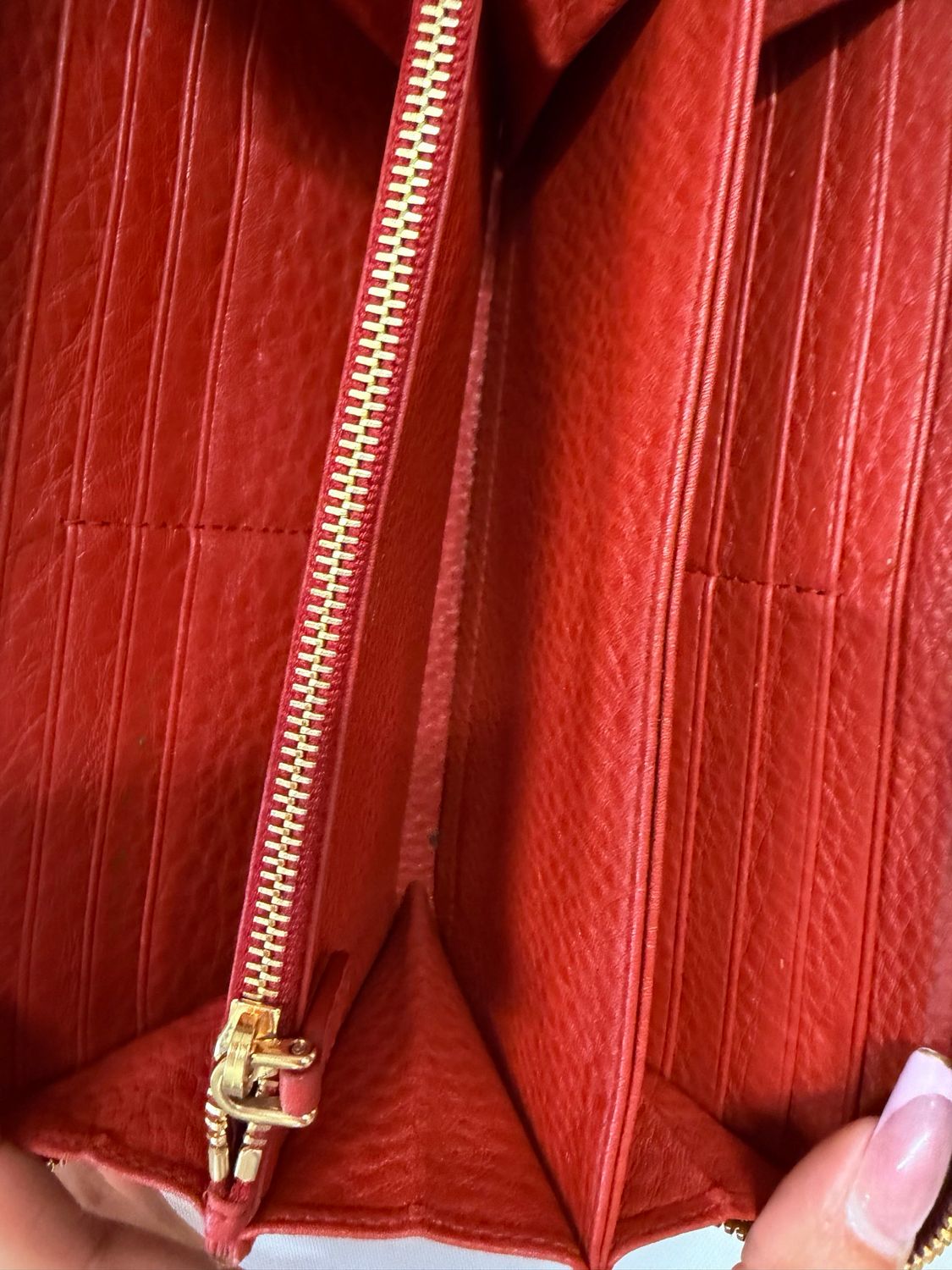 Prada Vitello Daino Ziparound Wallet in Red