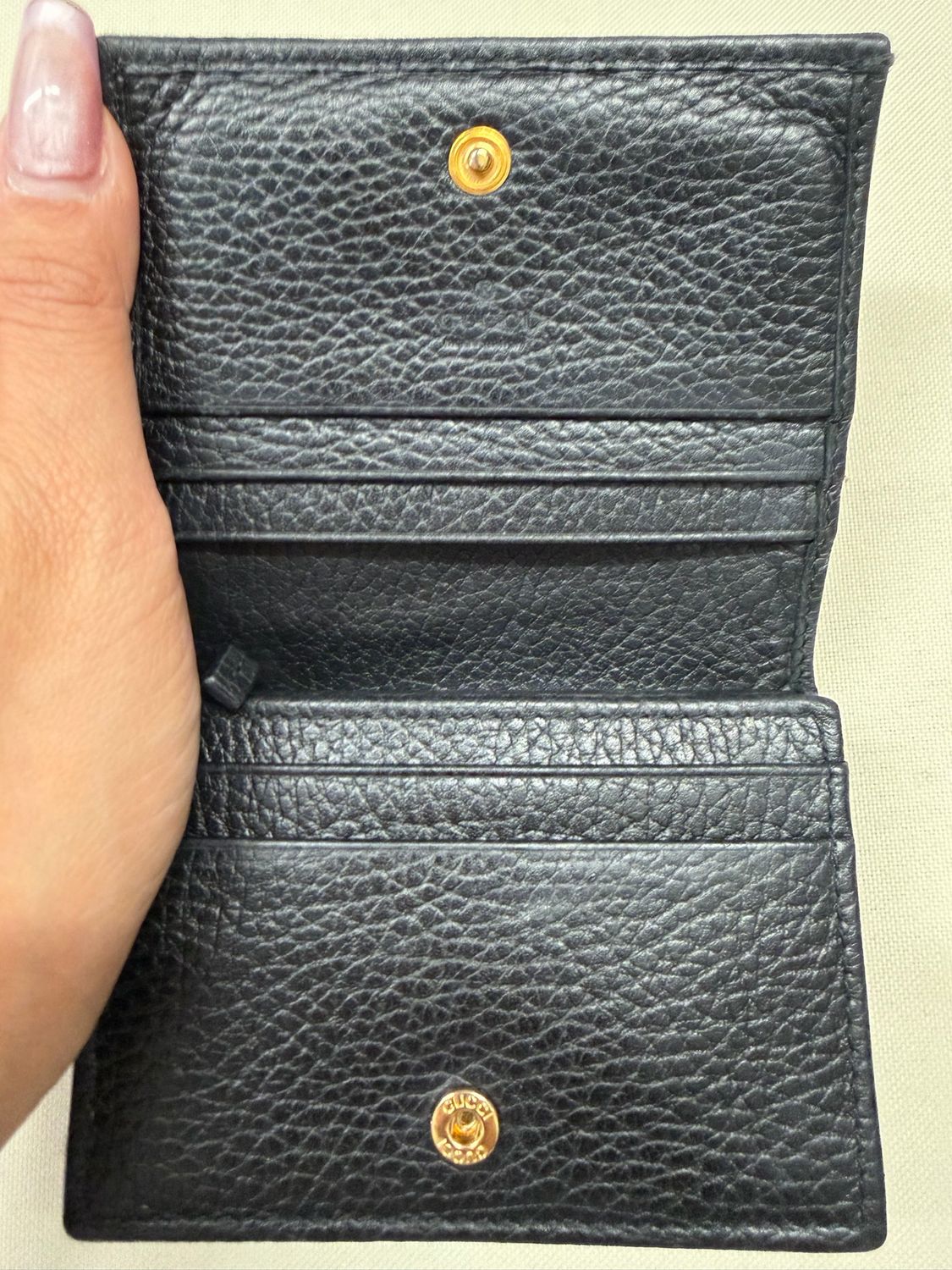 Gucci Pebbled Card Case Wallet in Black