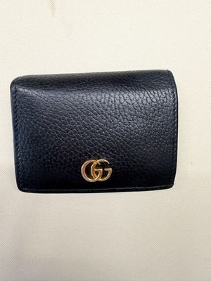 Gucci Pebbled Card Case Wallet in Black