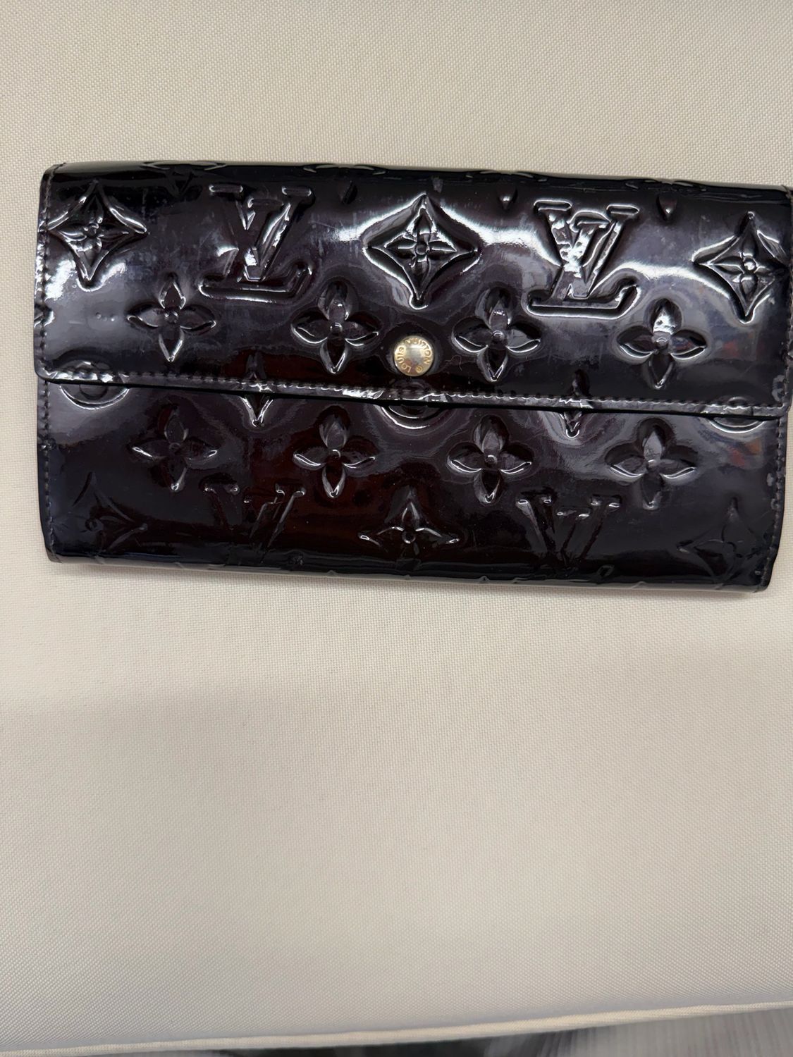 Louis Vuitton Vernis Sarah Wallet Amarante Long Wallet