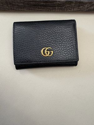 Gucci Pebbled Leather Card Case Wallet Tri Fold in Black