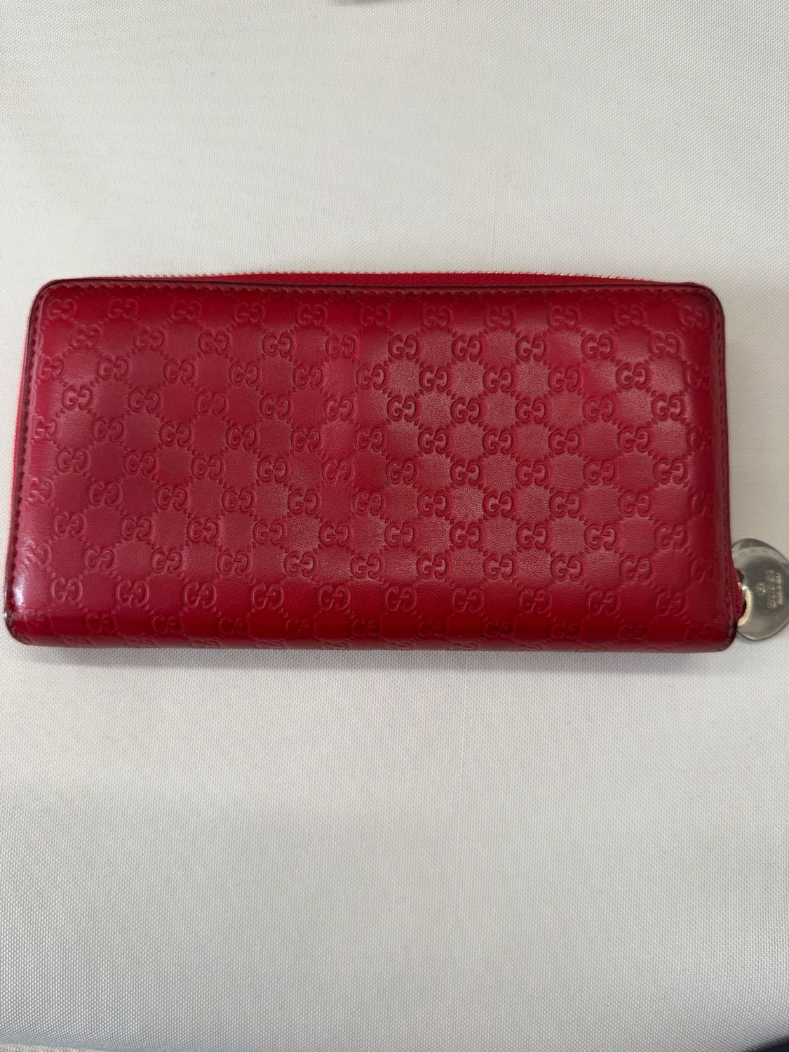 Gucci Monogram Leather Guccissima Ziparound Wallet in Red