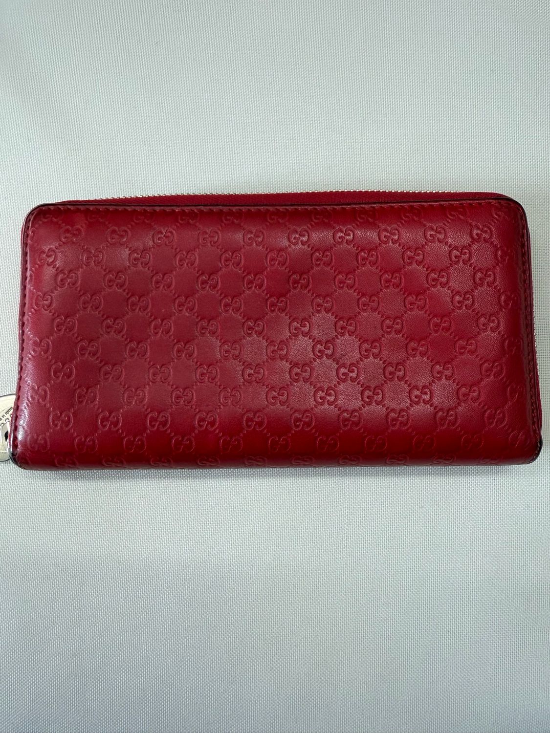 Gucci Monogram Leather Guccissima Ziparound Wallet in Red