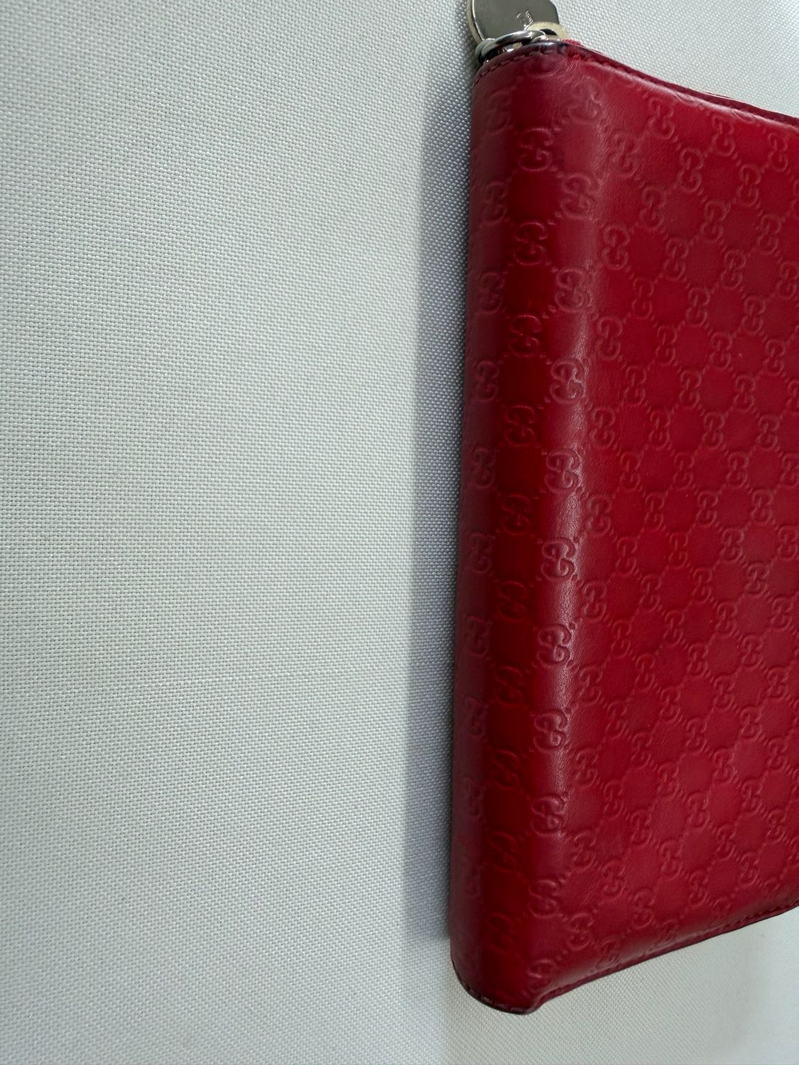 Gucci Monogram Leather Guccissima Ziparound Wallet in Red