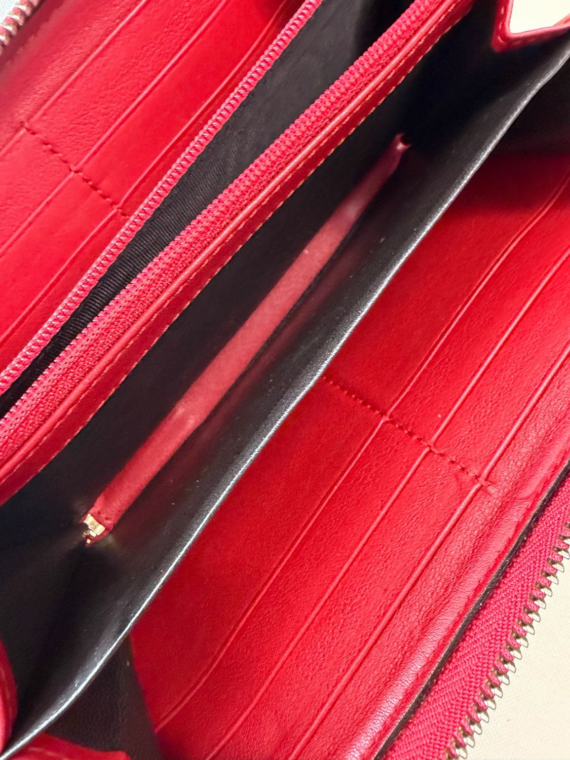 Gucci Monogram Leather Guccissima Ziparound Wallet in Red