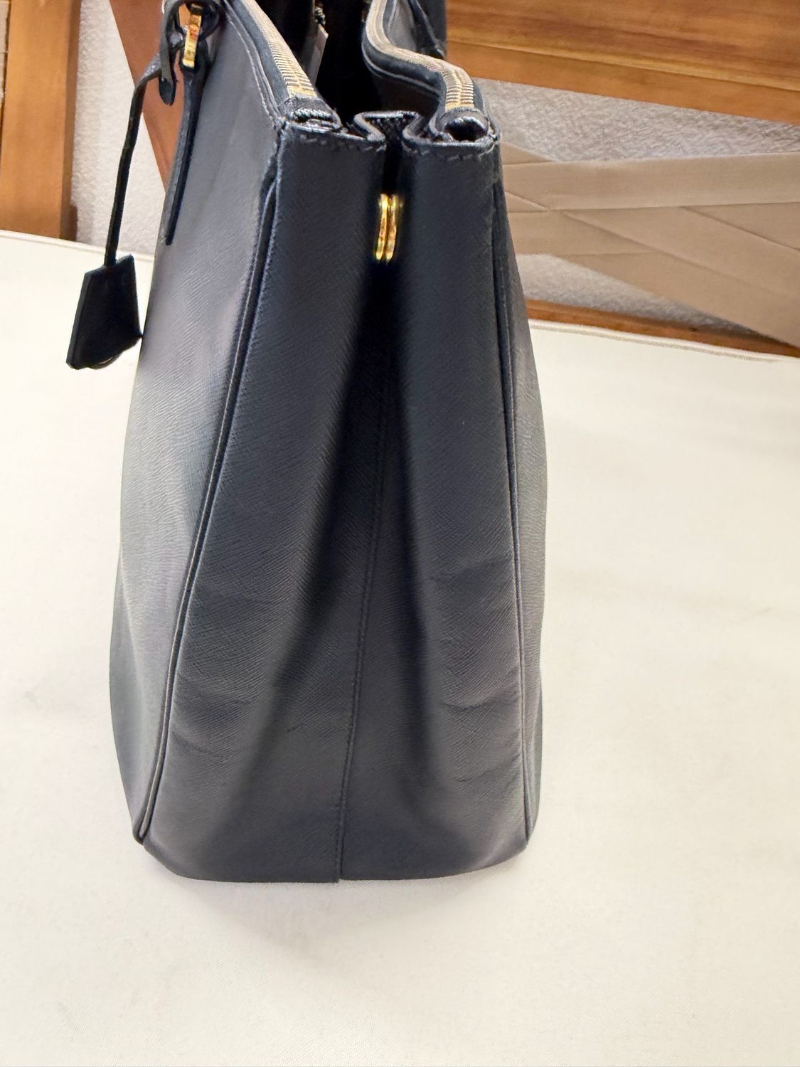 Prada Saffiano Lux Tote Double Zipper XL in Black