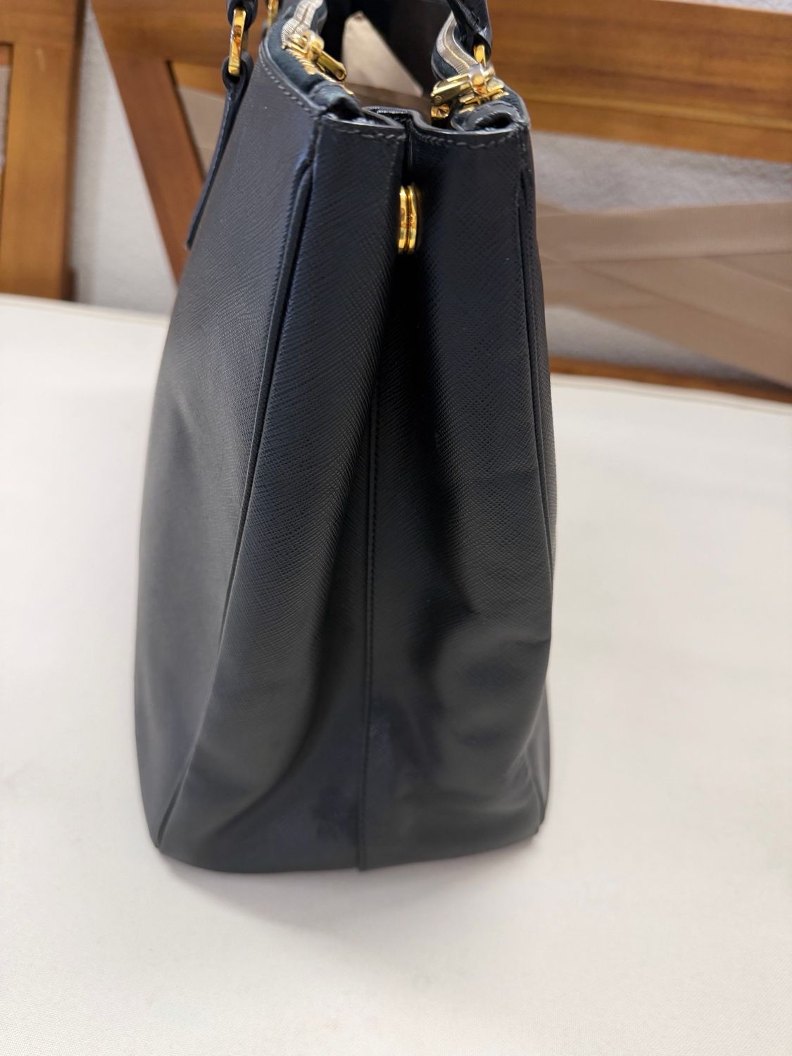 Prada Saffiano Lux Tote Double Zipper XL in Black