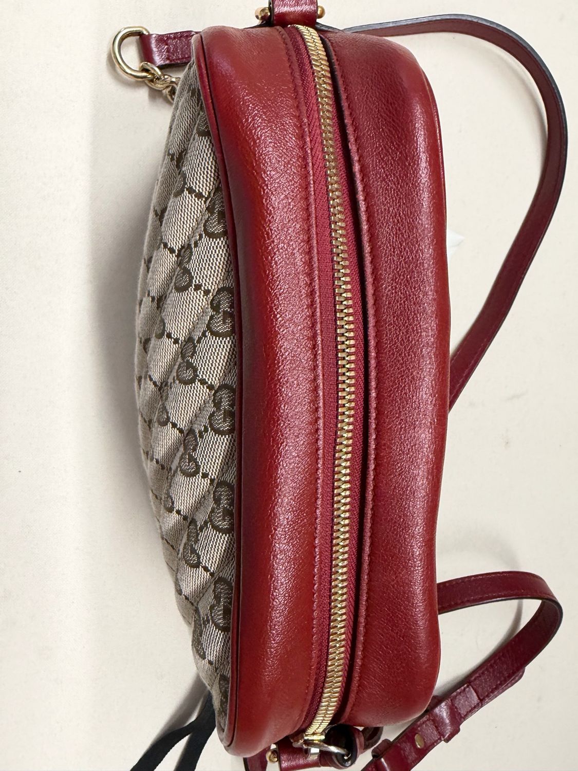 Gucci Monogram Canvas Marmont Small Quilted Crossbody Camera Bag Sling