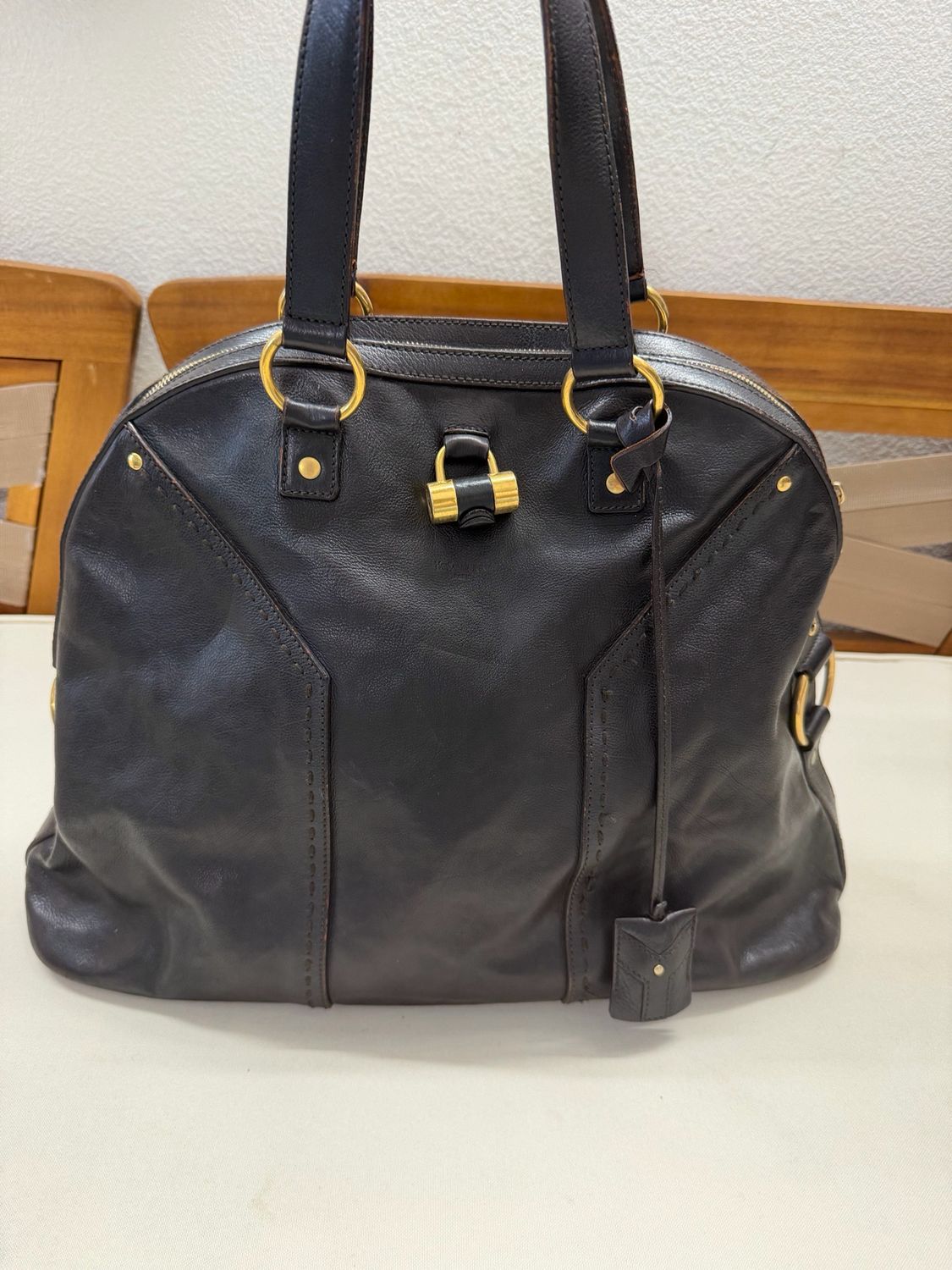 Yves Saint Laurent Muse Tote Shoulder Bag in Dark Brown