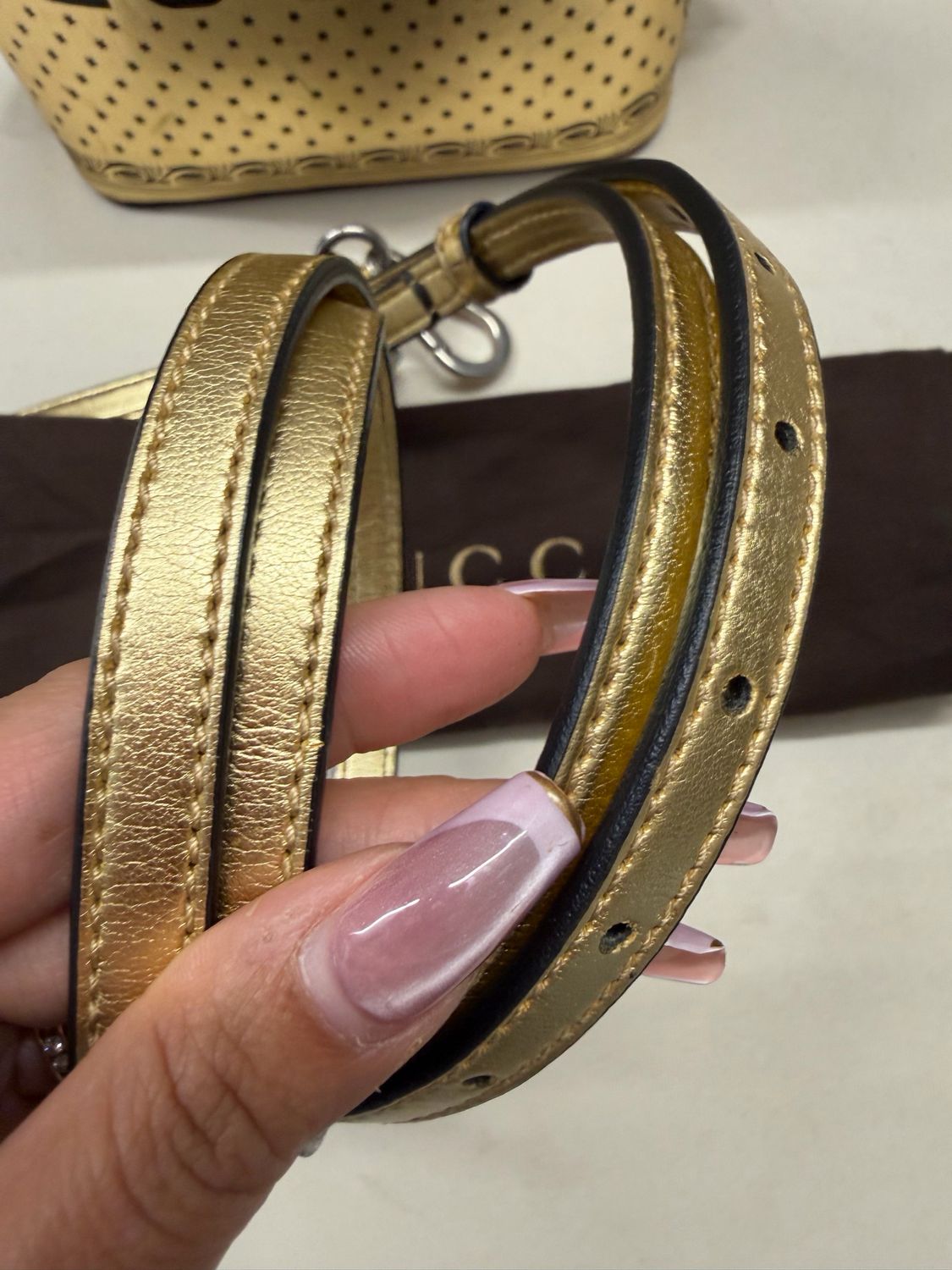 Gucci Sega Stars Mini Dome Crossbody Guccy Metallic Sling 