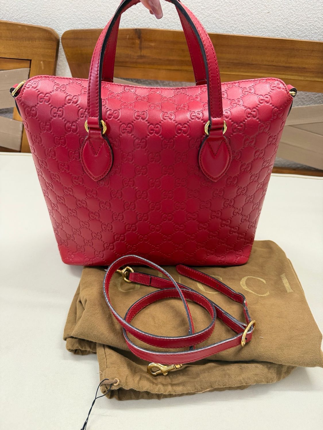 Gucci Monogram Leather Guccissima Linnea Foldover Crossbody Sling