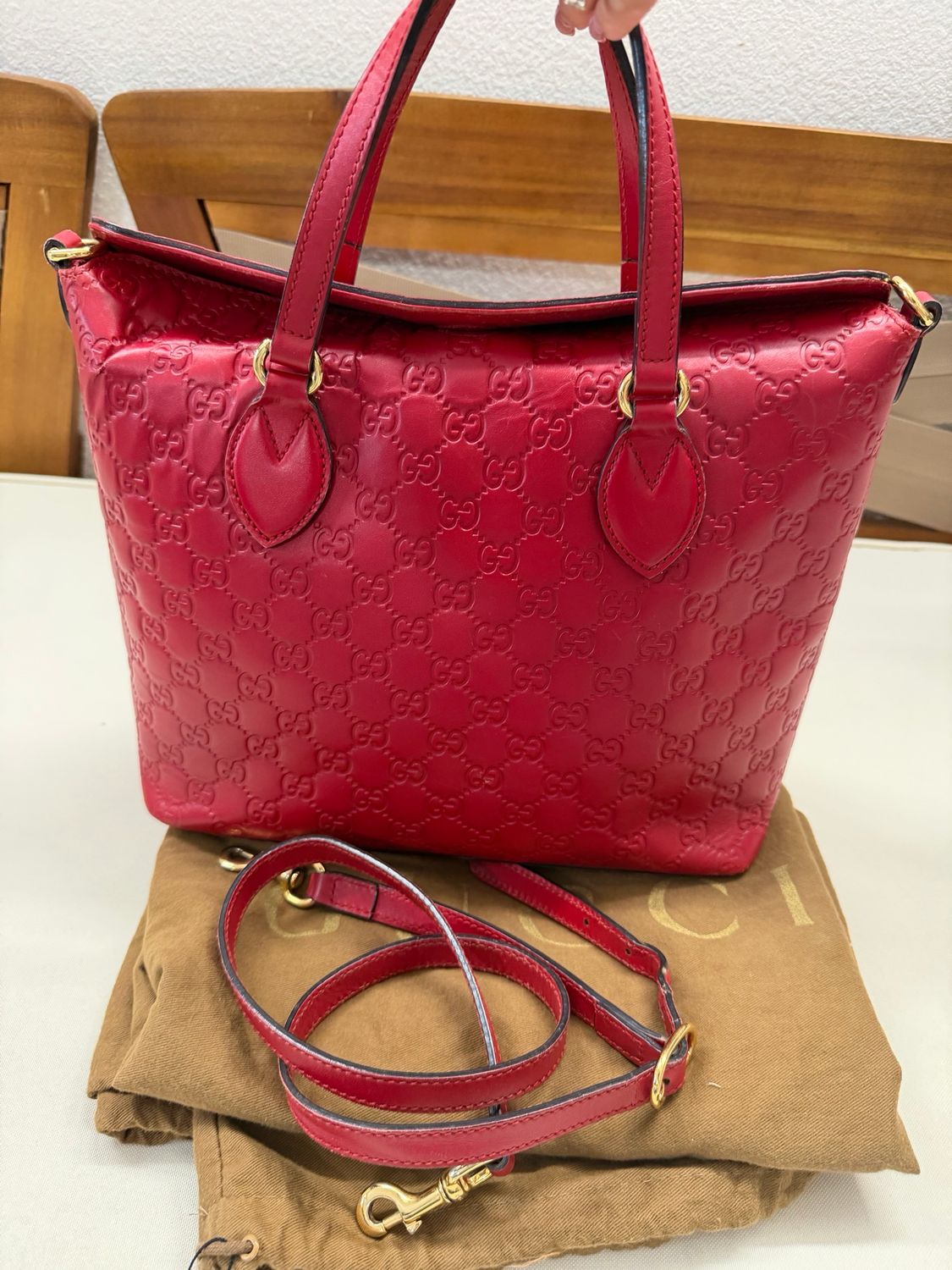 Gucci Monogram Leather Guccissima Linnea Foldover Crossbody Sling