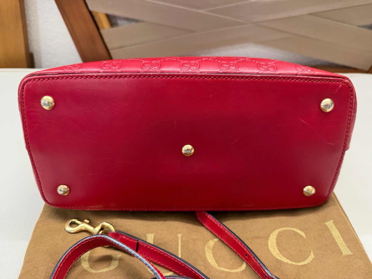 Gucci Monogram Leather Guccissima Linnea Foldover Crossbody Sling