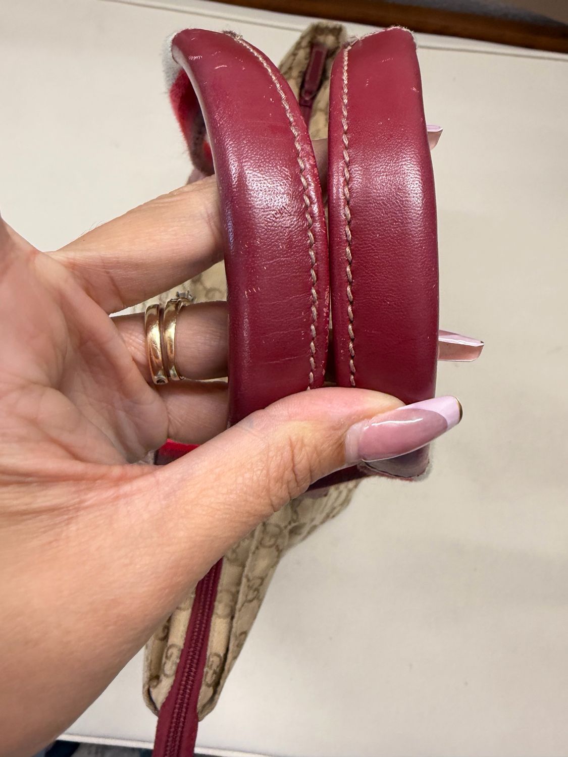 Gucci Monogram Canvas Zipper Tote Web Strap