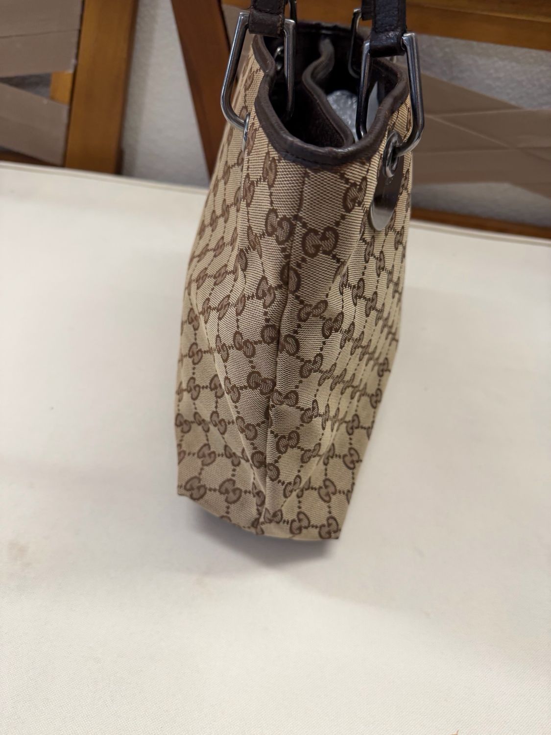 Gucci Monogram Canvas Eclipse Medium Tote in Dark Brown