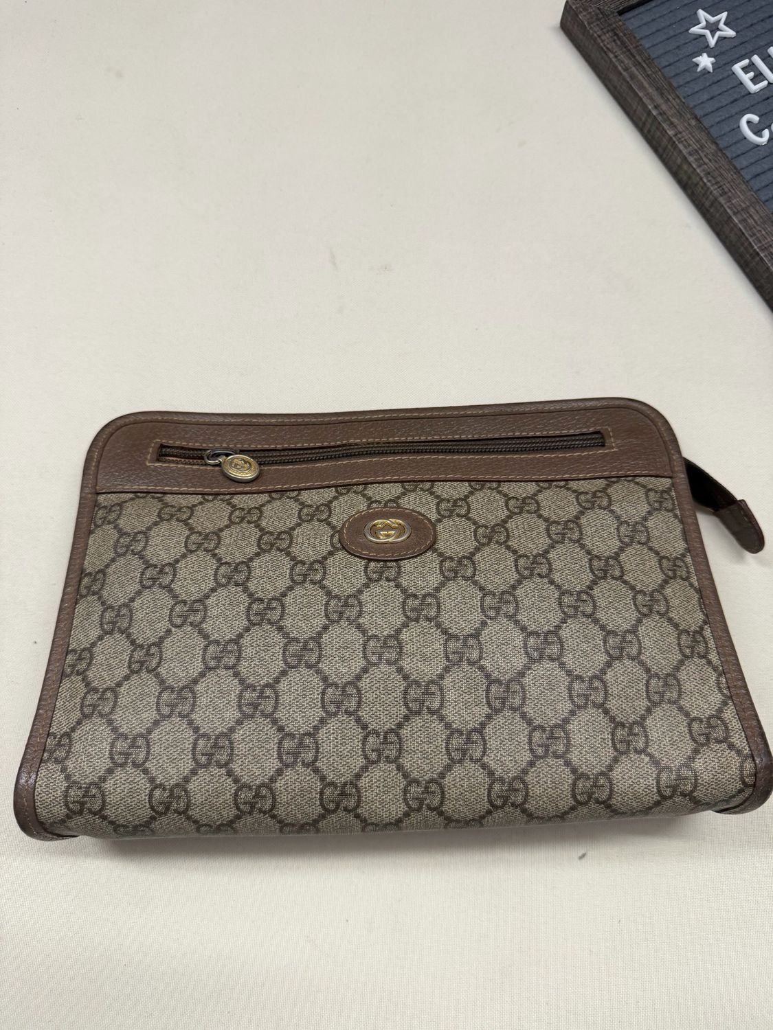 Gucci Vintage Supreme Clutch Toiletry Zipper