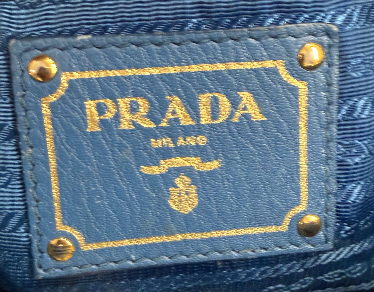 Prada Vitello Daino Pebbled Leather Double Zipper in Blue