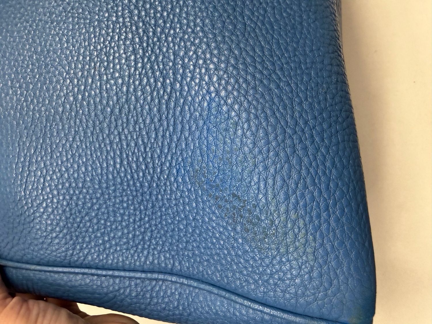 Prada Vitello Daino Pebbled Leather Double Zipper in Blue
