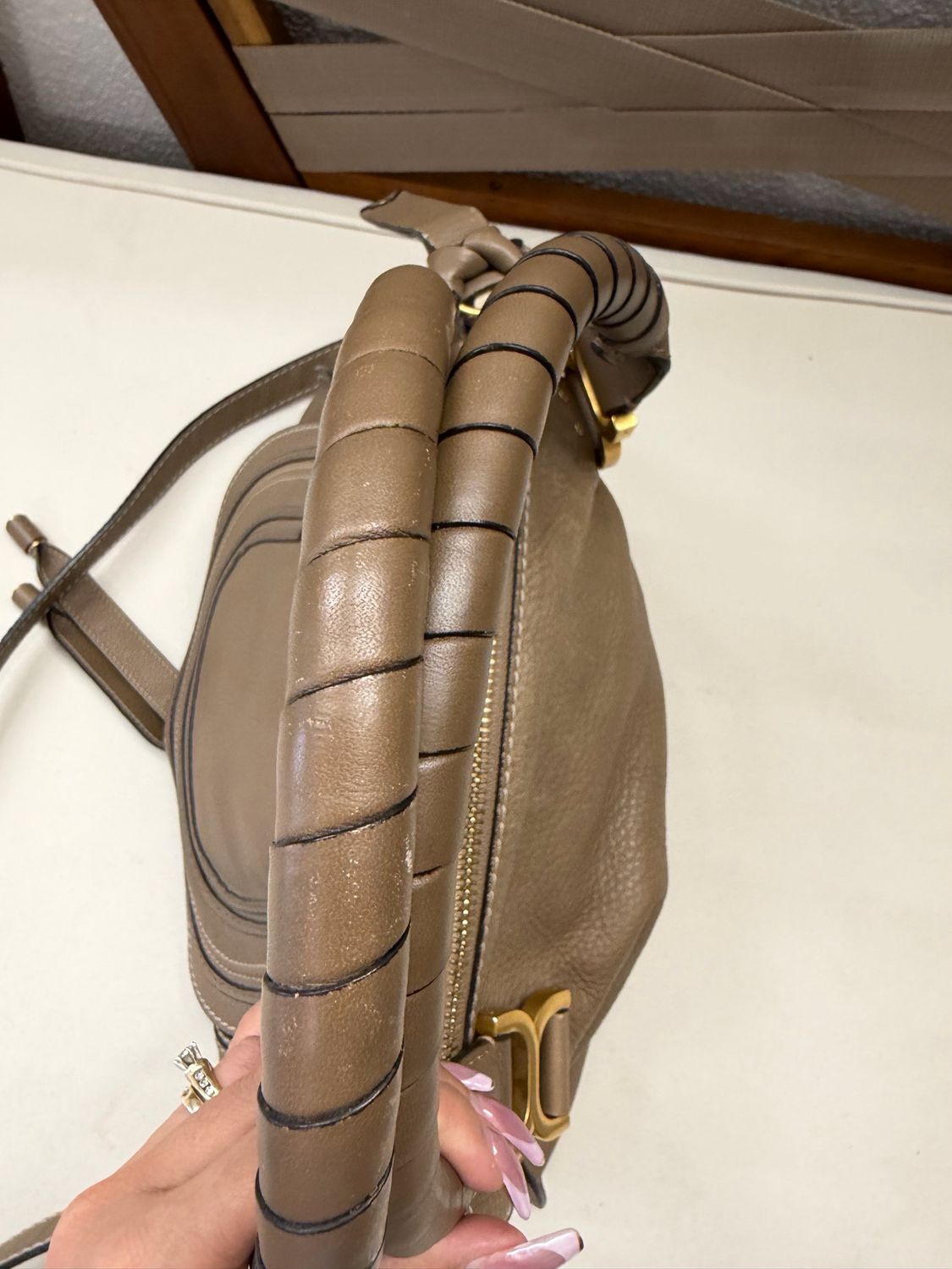 Chloe Marcie Saddle Messenger Sling Medium in Nut