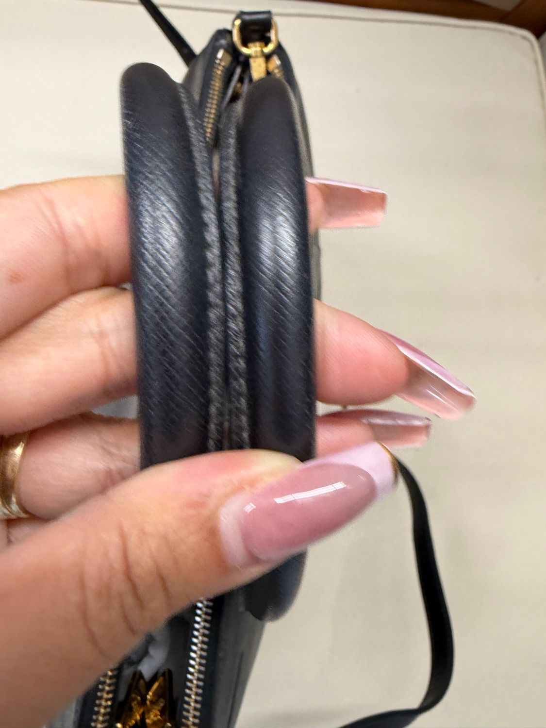 Prada Saffiano Lux Double Zipper Sling Crossbody Small in Black