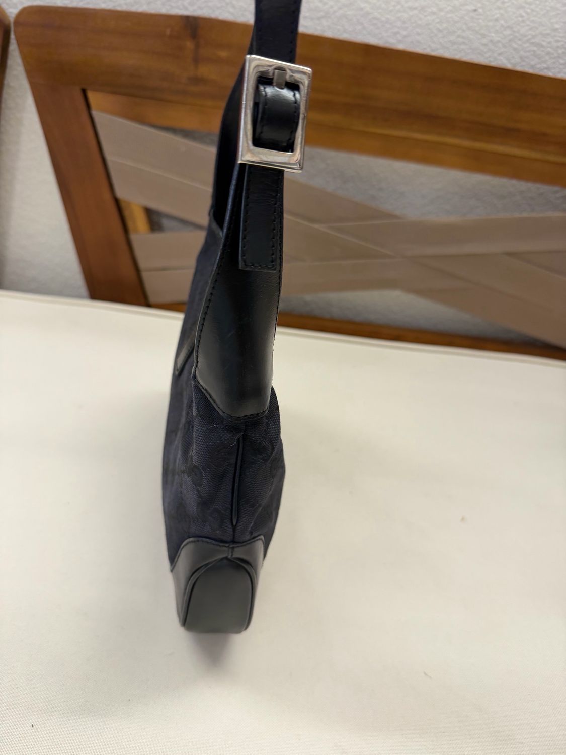 Gucci Monogram Canvas Jackie Hobo Shoulder Bag in Black