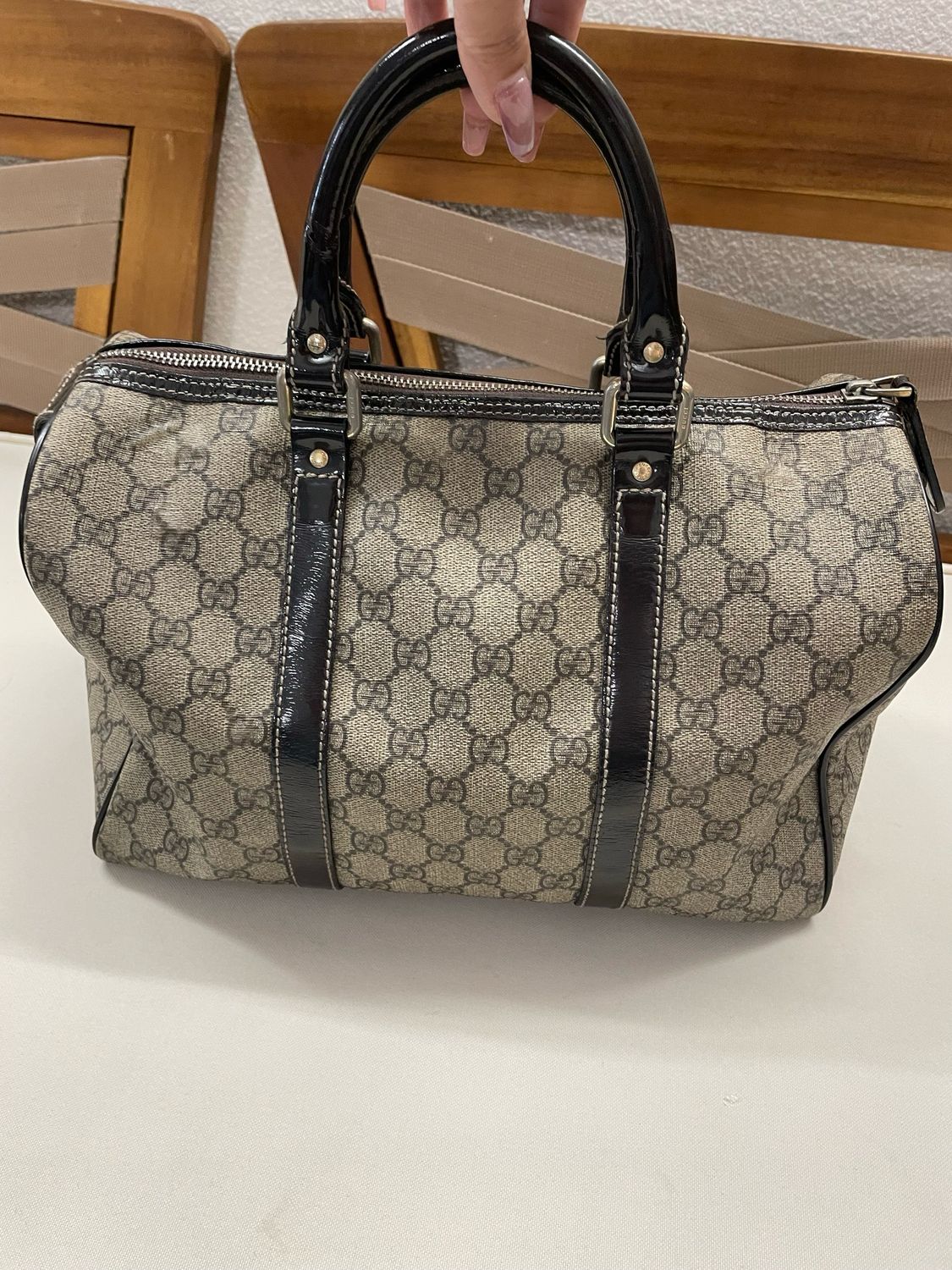 Gucci Joy Boston Satchel Tote Top Handle in Dark Brown